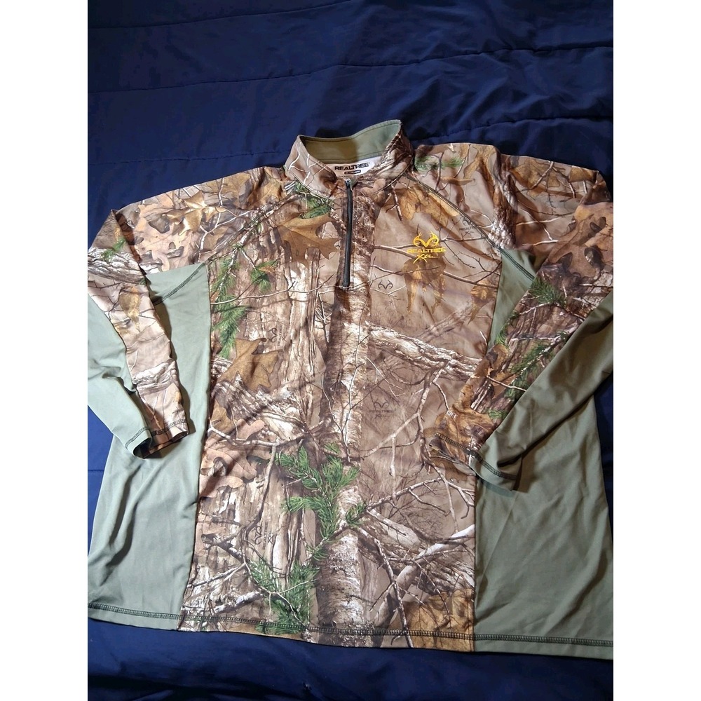 RealTree Xtra Camo Jacket Men's Size 2XL Polyester Brown Camo‎ 1/4 Zip Closure